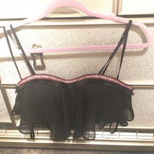 Bebé fringe trim flouce bra top gently worn